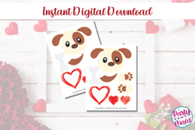 Load image into Gallery viewer, Printable Puppy Valentine&#39;s Day Mailbox/Bag Decorating Set