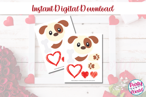 Printable Puppy Valentine's Day Mailbox/Bag Decorating Set