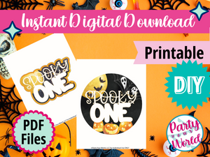 Spooky One Cake Topper, Printable Instant Download First Birthday Decor