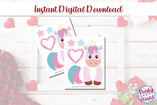 Printable Unicorn Valentine's Day Mailbox/Bag Decorating Set