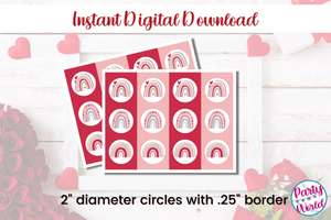 Printable Valentine's Day Rainbow DIY Cupcake Toppers