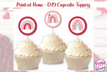 Load image into Gallery viewer, Printable Valentine&#39;s Day Rainbow DIY Cupcake Toppers